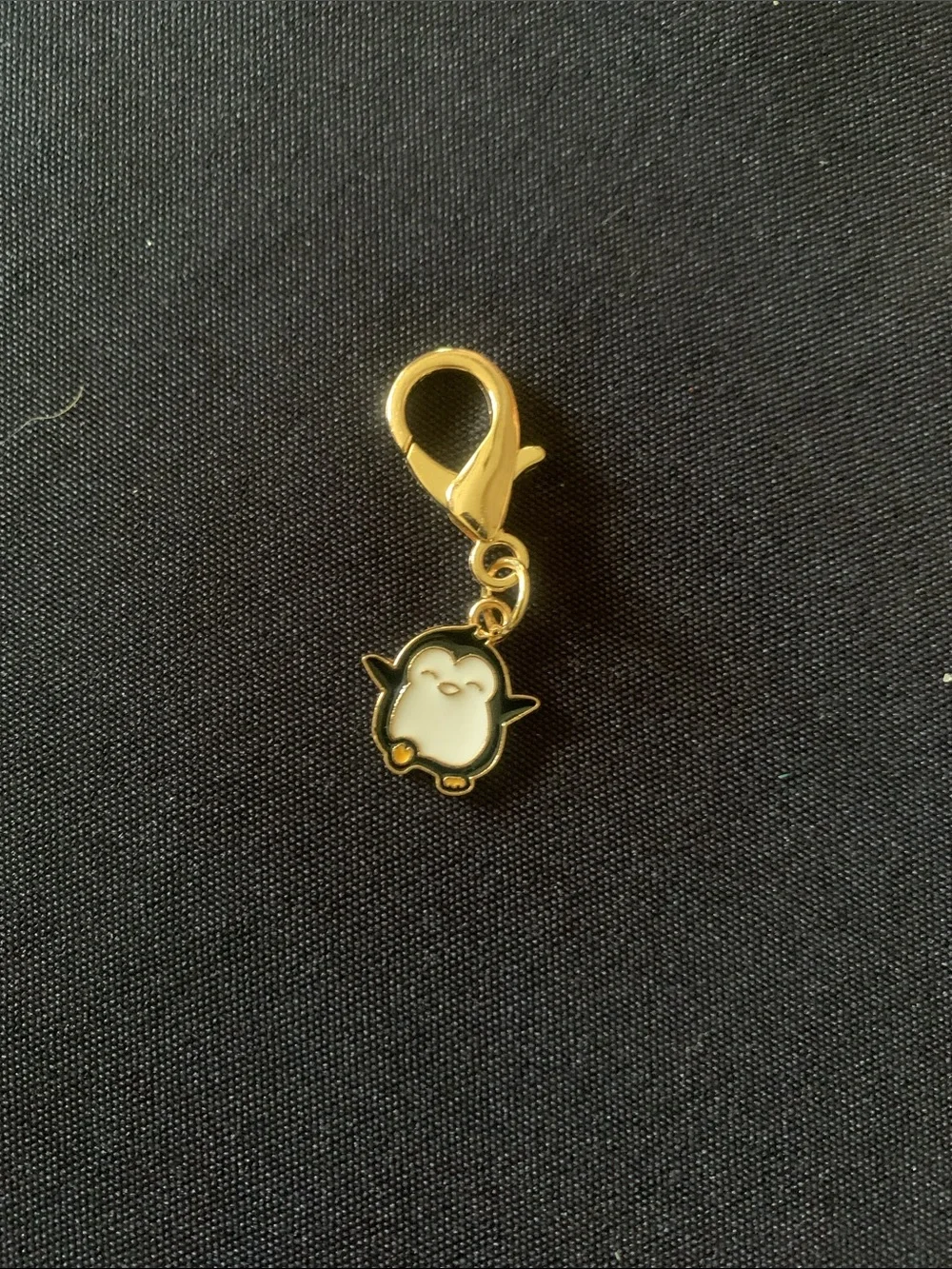Gold Penguin Pet Charm - White Enamel Accent